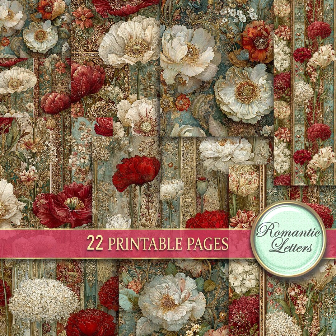 Digital Junk Journal Pages Digital Scrapbook Paper Pack Shabby Chic ...