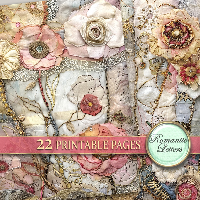 Printable Digital Junk Journal Pages Scrapbook Paper Pack Shabby Chic ...