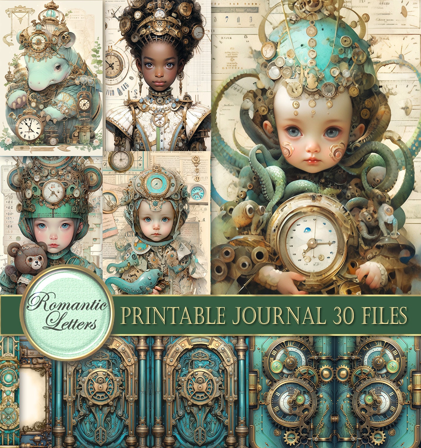 Steampunk Printable Junk Journal Kit Digital Scrapbook Printable ...
