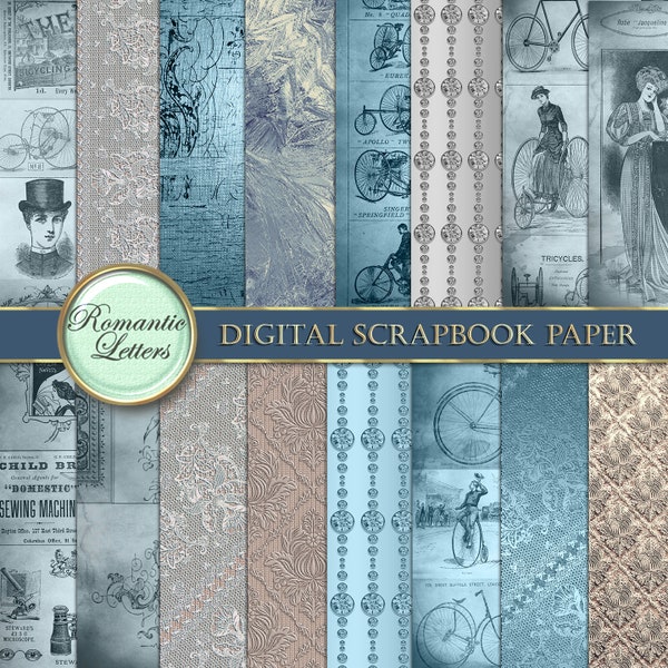 Victorian ephemera digital paper digital paper digital printable paper decoupage digital craft paper magazine newspaper steampunk bicycle
