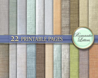 Linen Texture Digital Paper Pack, Pastel Scrapbook Backgrounds (Digital Download)
