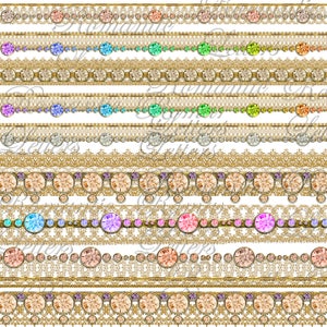 Diamond Gold Lace Clip Art Digital Scrapbook Border Digital Gemstone ...
