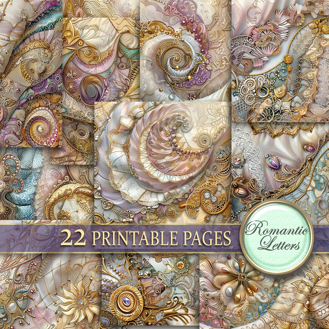 Digital Printable Scrapbook Paper Pack Junk Journal Pages Shabby Chic ...