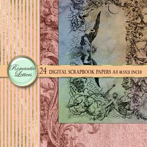 Vintage Printable Paper Pack Digital Scrapbook Background Paper Digital ...