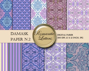 DAMASK paquet de papier numérique Scrapbook Papier damas fond numérique vintage album numérique Papier de fond Instant Télécharger