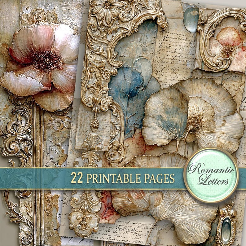 Digital Printable Antique Scrapbook Paper Pack Junk Journal Pages ...
