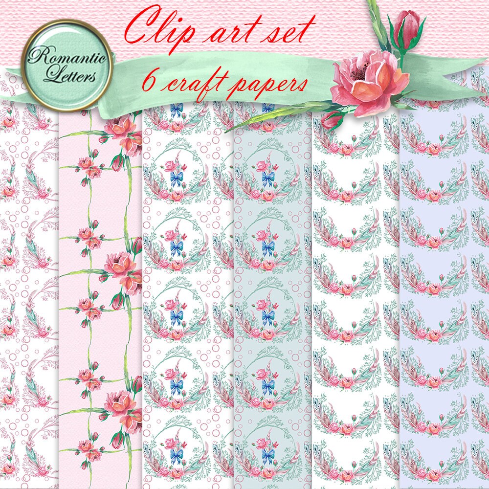 Rose Digital Scrapbook Clip Art Watercolor Clipart Flowers | Etsy