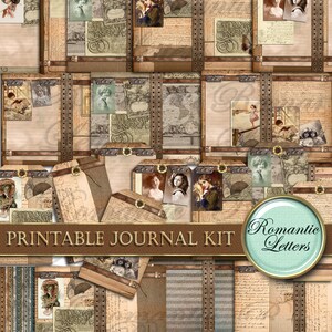 Printable Junk journal kit Victorian digital scrapbook pages printable craft paper junk journal pages printable tags cards envelope download