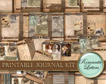 Printable Junk journal kit Victorian digital scrapbook pages printable craft paper junk journal pages printable tags cards envelope download