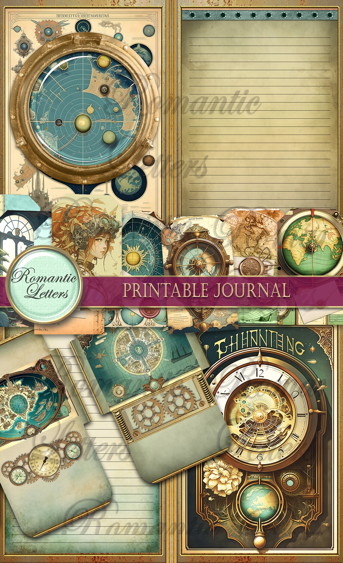 Steampunk Printable Junk Journal Kit Digital Scrapbook Printable ...