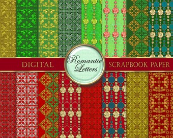 Paquete de papel digital navideño, fondo para álbum de recortes (descarga digital)