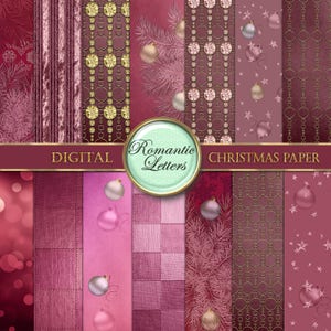 Digital paper pack Christmas digital Christmas printable scrapbook paper Christmas scrapbook Christmas background burgundy red