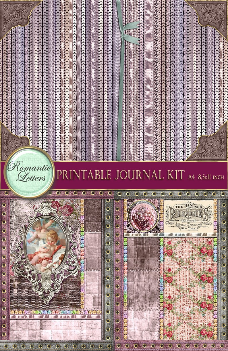 Printable Junk Journal Kit Shabby Chik Digital Scrapbook Paper ...