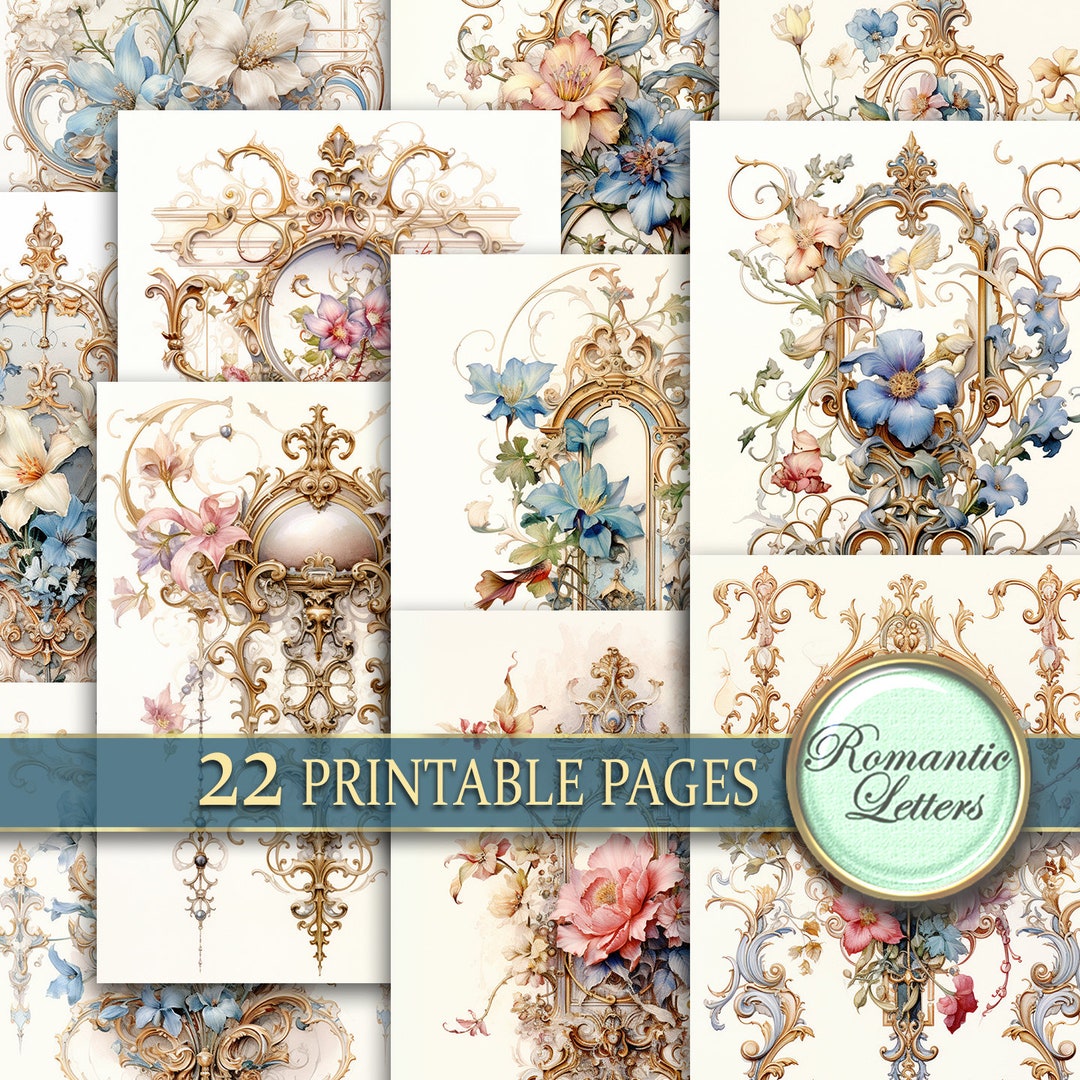 Printable Junk Journal Pages Cards Digital Scrapbook Paper Pack Antique ...