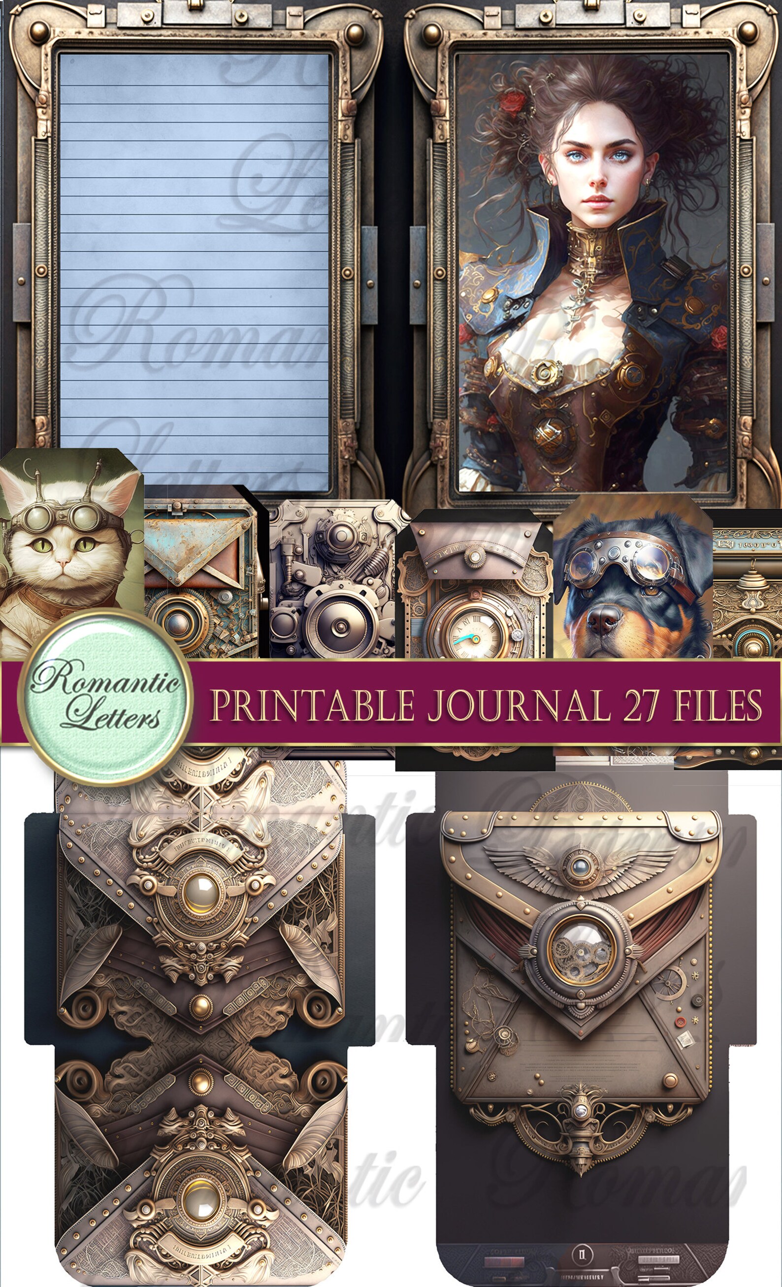 Steampunk Printable Junk Journal Kit Digital Scrapbook Printable ...