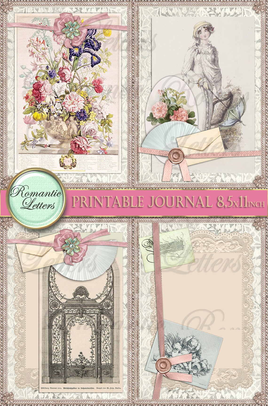 Printable Junk Journal Kit Printable Scrapbook Paper 8.5x11 Digital ...