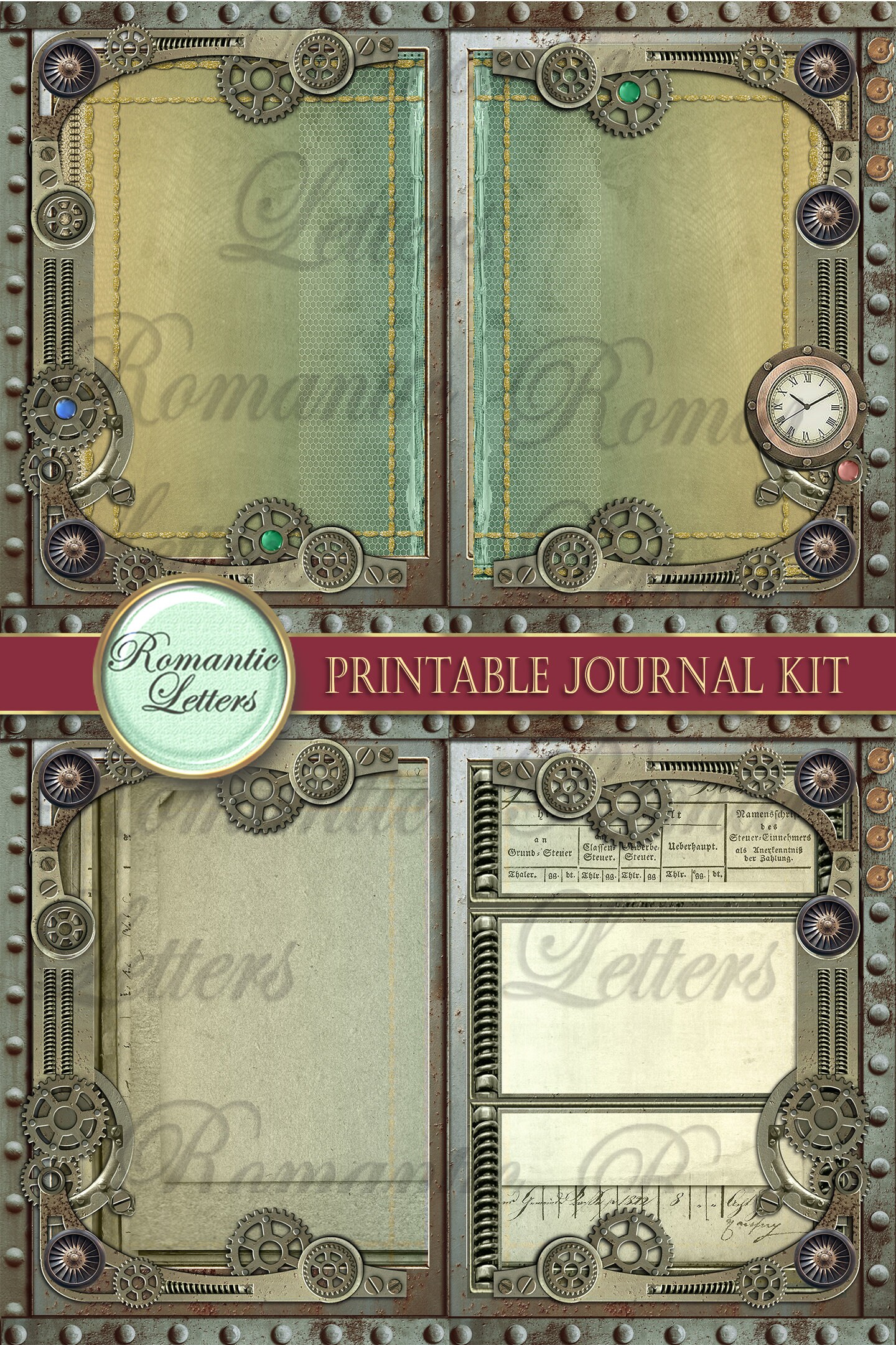 Printable Junk Journal Kit Steampunk Industrial Digital Scrapbook ...