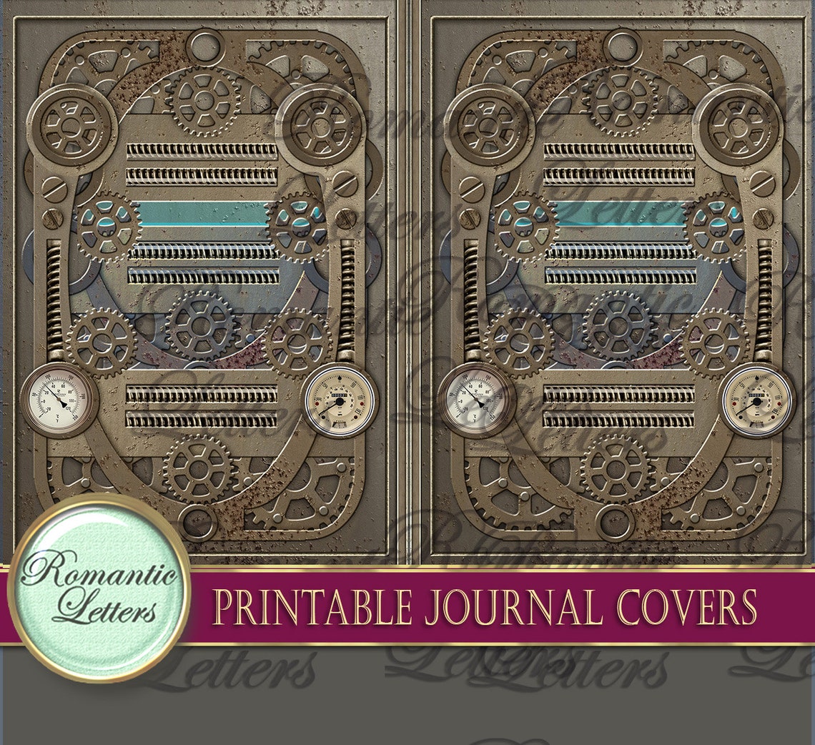 Printable Junk journal covers Steampunk industrial digital Etsy