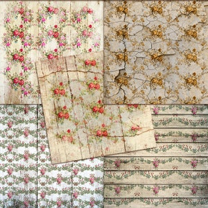 Digital Scrapbook Paper Pack Shabby Chic Rose Background Rose Flower ...