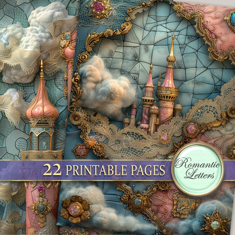 Digital Printable Scrapbook Paper Pack Fairytale Castle Patchwork ...