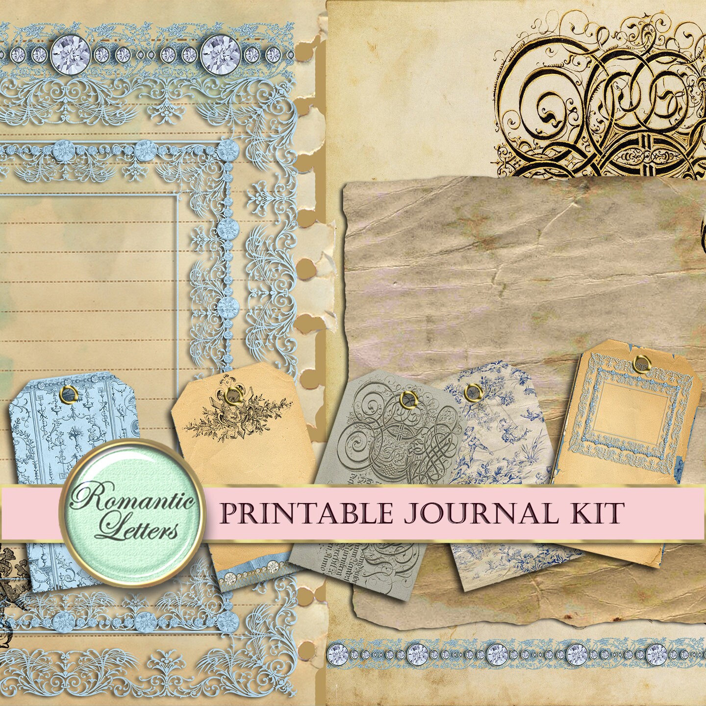 Printable journal pages A4 printable scrapbook kit paper | Etsy