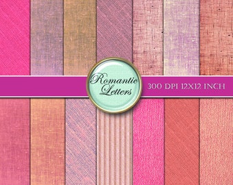 Linen texture Digital paper pack Digital Scrapbook Paper pink digital background paper vintage linen digital Shabby chic printable paper