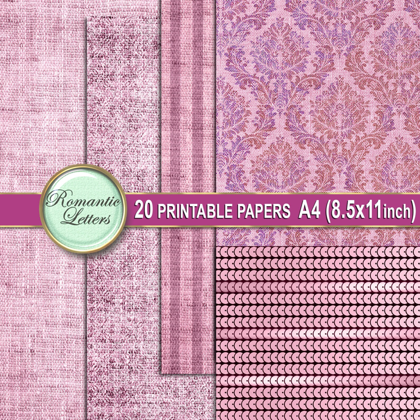 Digital Printable Linen Texture Digital Scrapbook Paper Pack Etsy