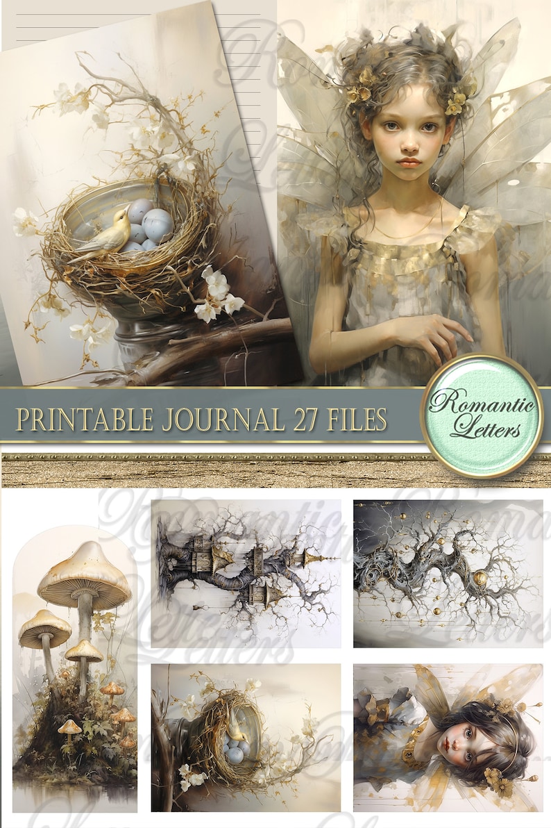 printable junk journal kit Fairy Forest printable journal pages card tag cover fantasy digital scrapbook botanical floral herbal magic PART2 image 2