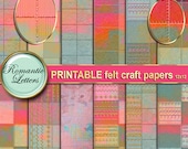 Felt patchwork Digital printable scrapbook album paper Digital scrapbooking background felt texture stitched fabric printable craft paper