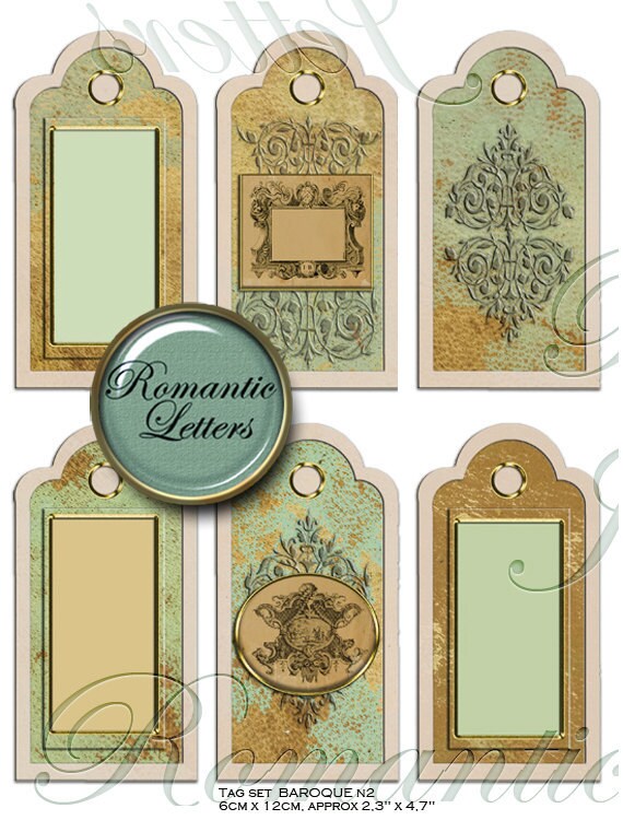 Digital Gift Tag Digital Printable Shabby Chic Bookmark Etsy