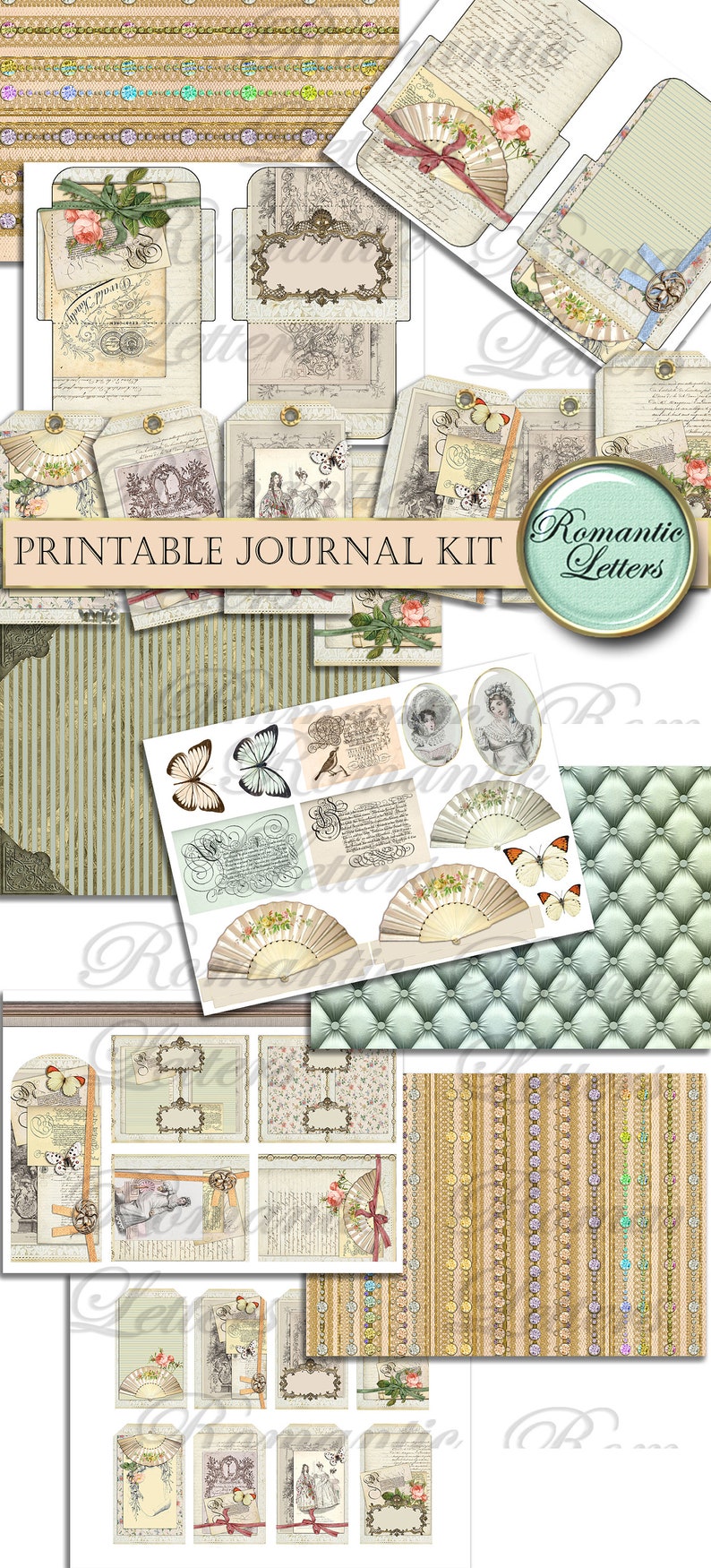 Printable Junk Journal Kit A4 Printable Scrapbook Paper 8.5x11 Digital ...