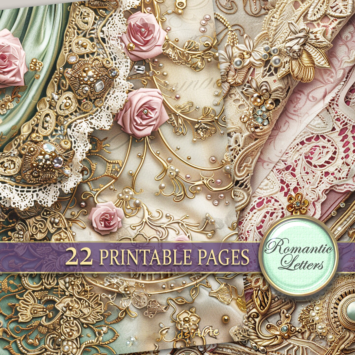 Digital Printable Scrapbook Paper Pack Junk Journal Pages Shabby Chic ...