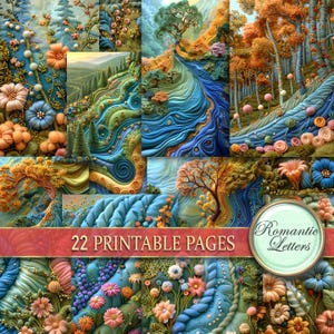 Digital printable Scrapbook Papier Pack Junk Journal Patchwork-Stoff niedliches Kraftpapier Kinder Patchwork Filz Blumen Wolle Wald Quilt A4