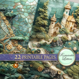 Digital Printable Scrapbook Paper Pack Magic Forest Castle Patchwork ...