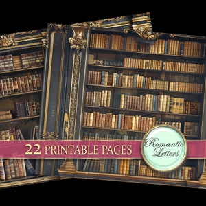 Bookshelves Bookcase Digital Scrapbook Paper Pack Printable Craft Paper ...