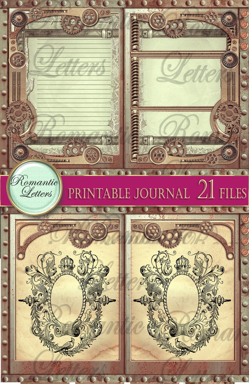 Steampunk Printable Junk Journal Kit Industrial Digital Scrapbook ...