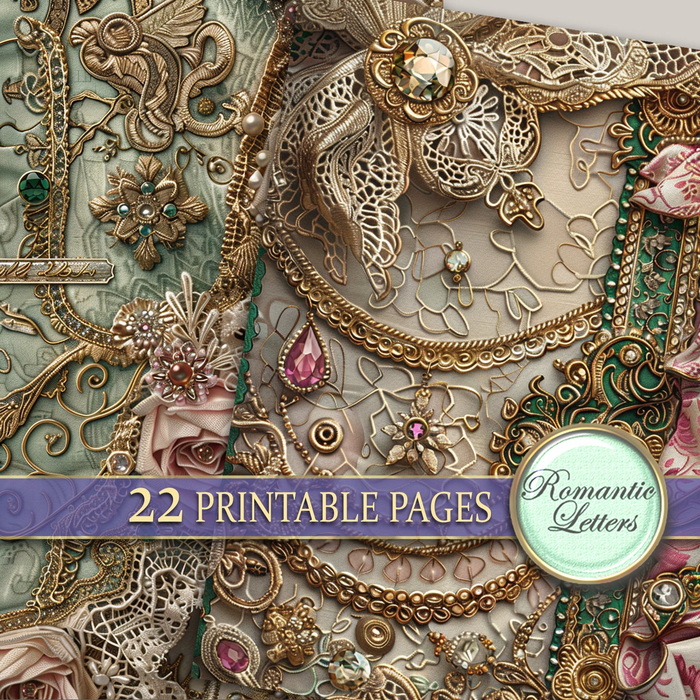 Digital Printable Scrapbook Paper Pack Junk Journal Pages Shabby Chic ...