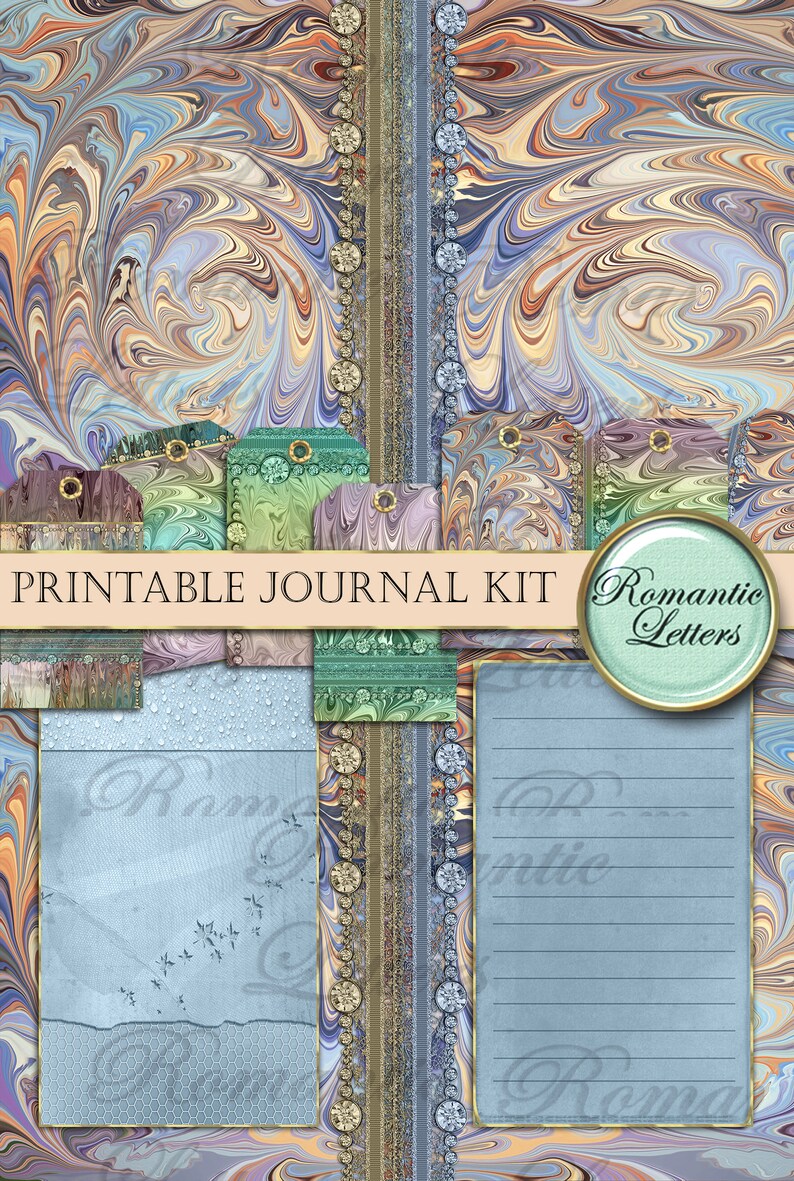 Printable Junk Journal Kit Digital Scrapbook Backgrounds Printable Junk ...