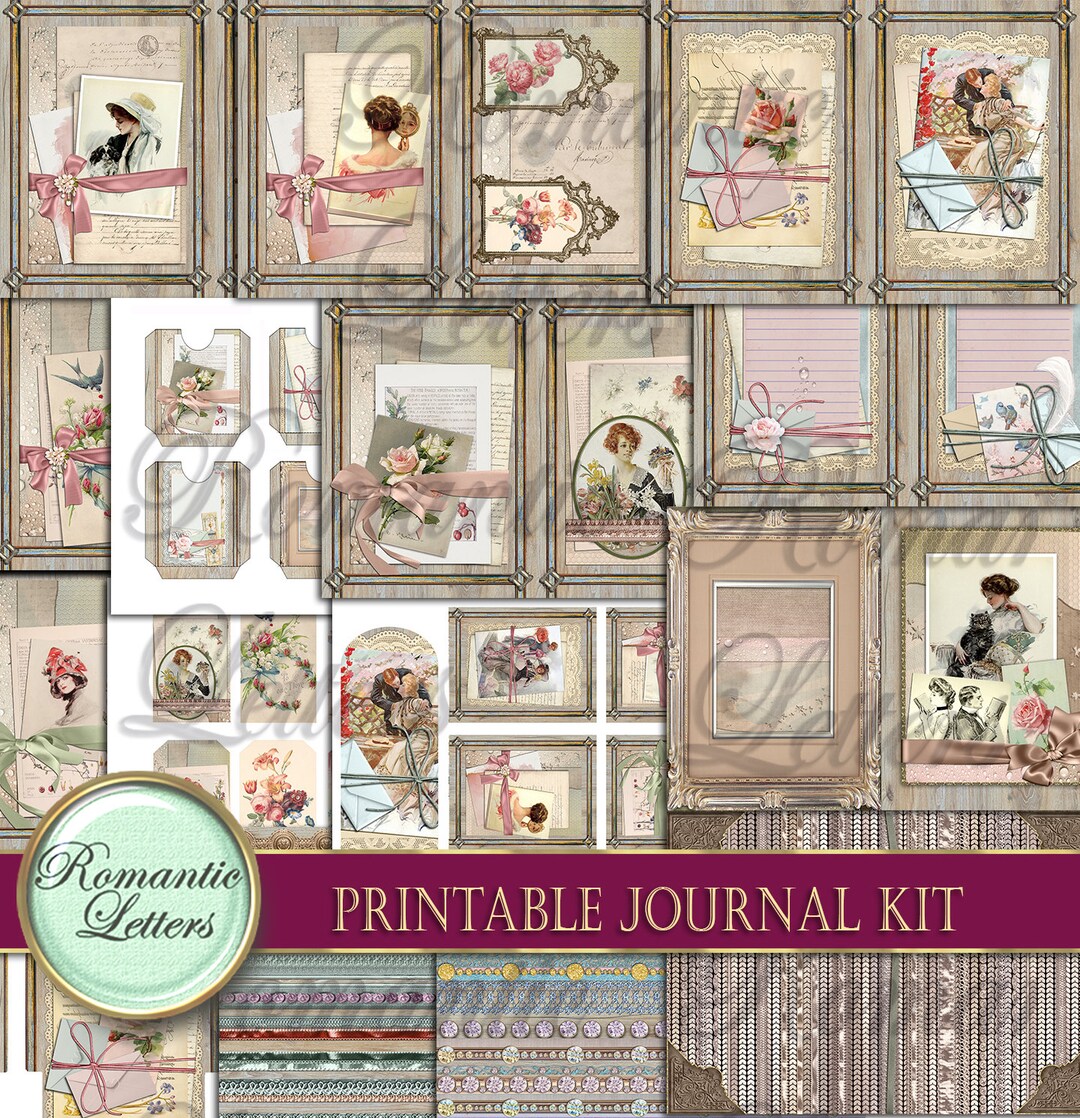 Printable Junk Journal Kit Shabby Chic Digital Scrapbook Paper ...
