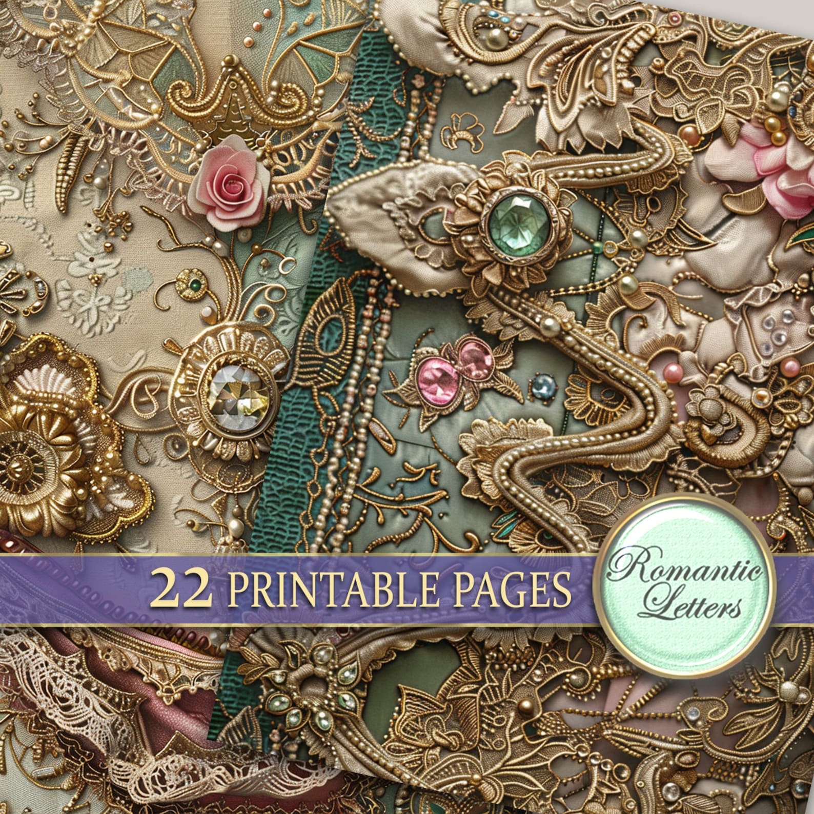 Digital Printable Scrapbook Paper Pack Junk Journal Pages Shabby Chic ...