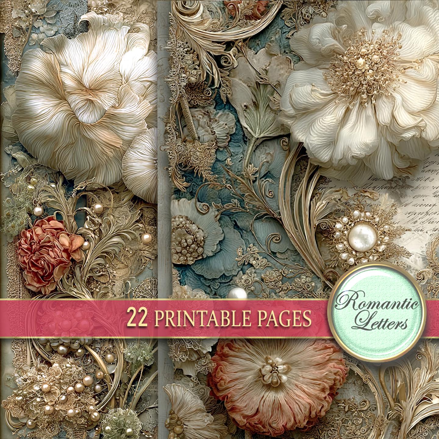 Digital Printable Scrapbook Paper Pack Junk Journal Pages Flower ...