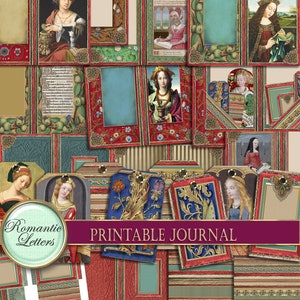 Printable Junk journal kit digital scrapbook printable journal craft paper A4  8.5x11 mini album medieval journal pages tags download gothic