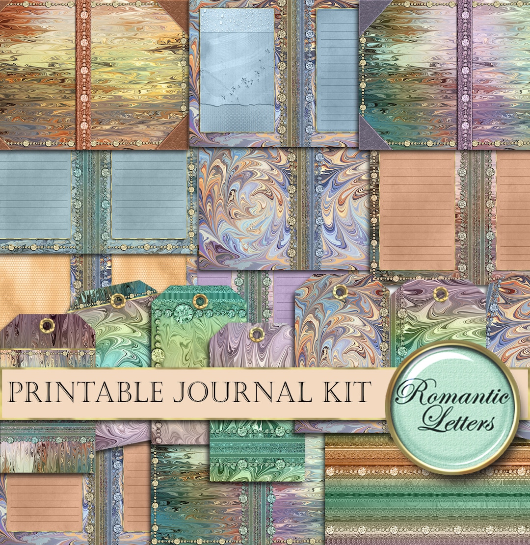 Printable Junk Journal Kit Digital Scrapbook Backgrounds Printable Junk ...
