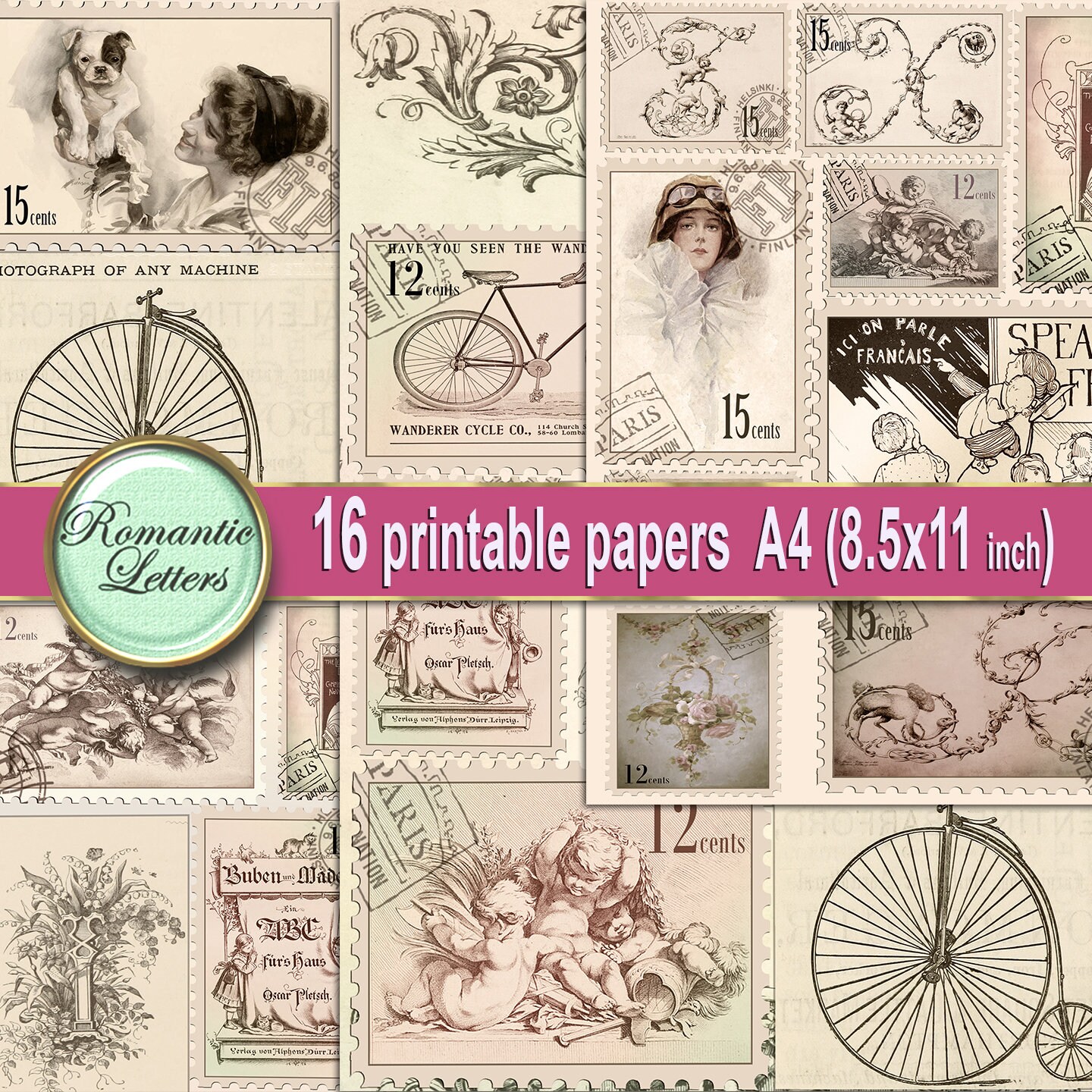 Victorian Digital Paper Pack Digital Paper Ephemera Digital Printable ...