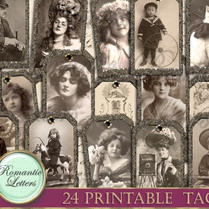 Druckbare Junk Journal Tags druckbare Geschenkanhänger druckbare Lesezeichen druckbare Produktanhänger Viktorianische Fotografie digitales Vintages Sammelalbum