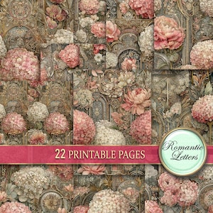 Shabby Chic Junk Journal Seiten digital bedruckbares Papier Blumen florales Papier Mandala Tapete A4