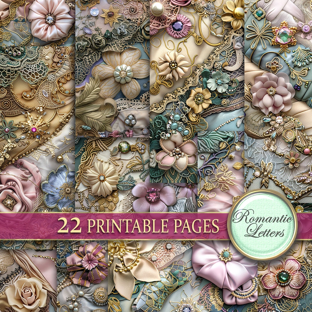 Digital Printable Scrapbook Paper Pack Shabby Chic Junk Journal Pages ...