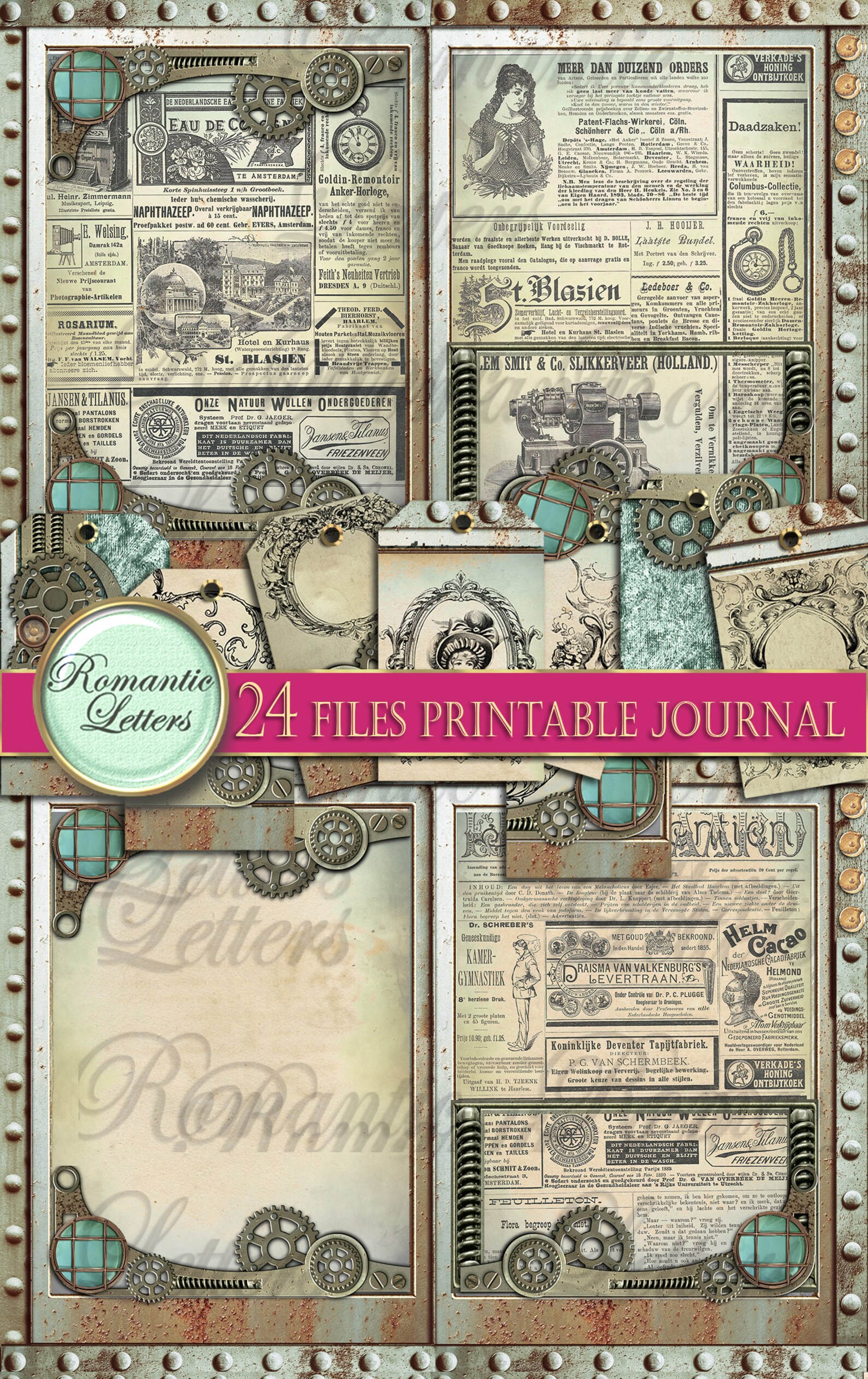 Steampunk Printable Junk Journal Kit Digital Scrapbook Printable ...
