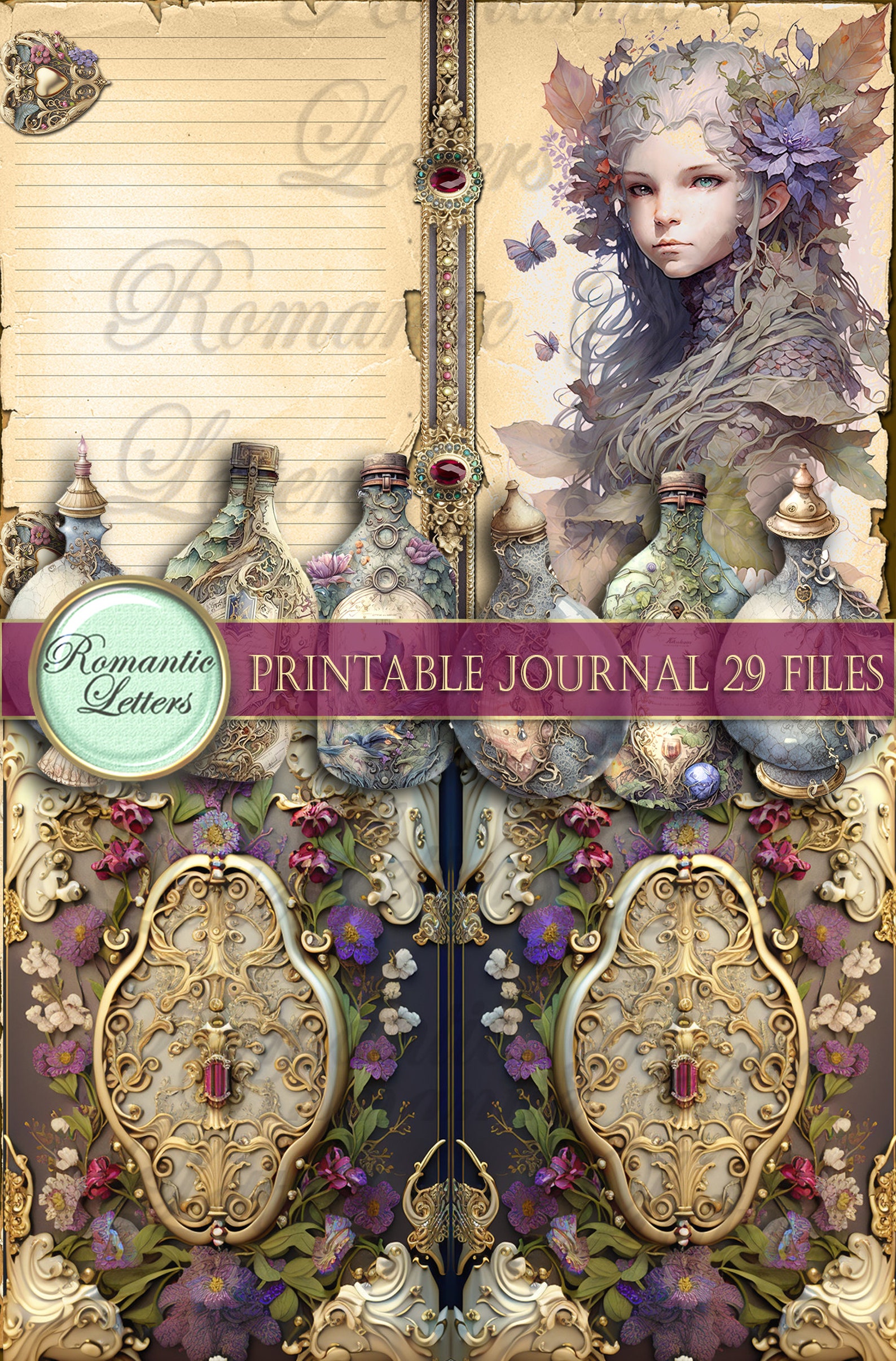 Magic Printable Junk Journal Kit Printable Journal Pages Card Tag Cover ...