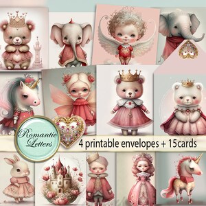 Enveloppes imprimables cartes scrapbooking carte postale imprimable anniversaire cartes de voeux princesse baby shower party Invitation à télécharger pour enfants